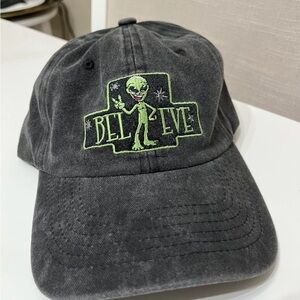 Black Unisex UFO Alien “Believe” Baseball Cap - NEW